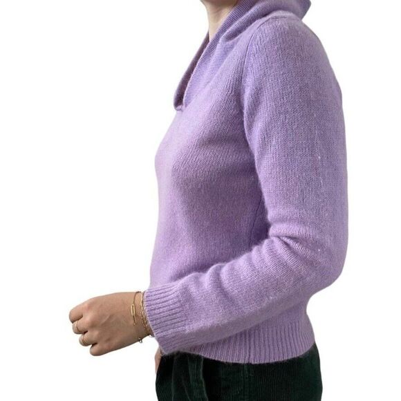 Vintage Rafella Womens Lavender Angora Fluffy Blend Cowl Neck Sweater Sz M - Picture 5 of 9